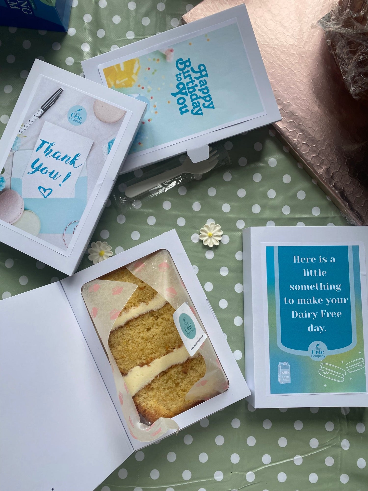 a collection of letterbox cake slices